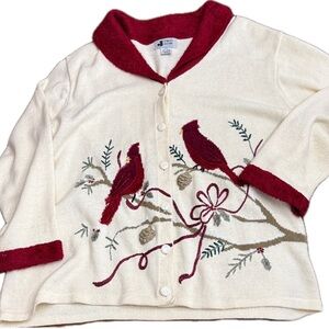 Cardigan Bird Cardinal XXL Holiday Twee Cottage Classic Timeless